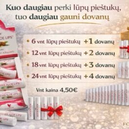 6 vnt lūpų pieštukų + 1 DOVANŲ Forever Aloe Lips