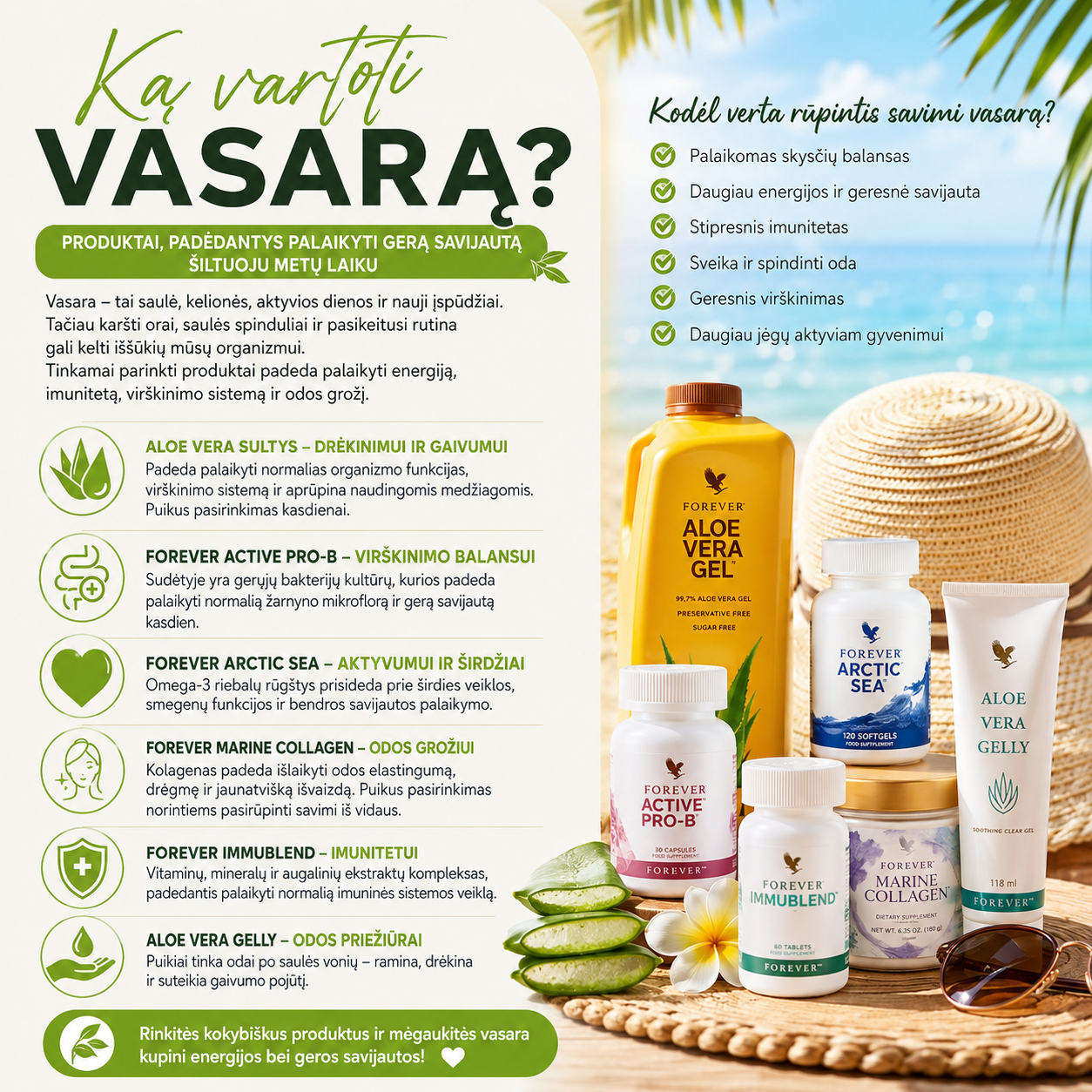 You are currently viewing Ką vartoti vasarą? Produktai, padedantys palaikyti gerą savijautą šiltuoju metų laiku